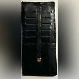 ABAS Black Leather Credit Card Holder Wallet Compact with Secure Tabs